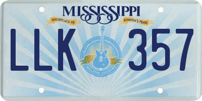 MS license plate LLK357
