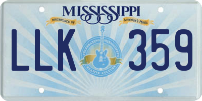MS license plate LLK359