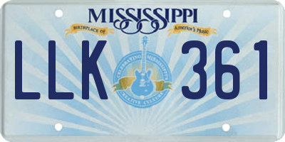 MS license plate LLK361