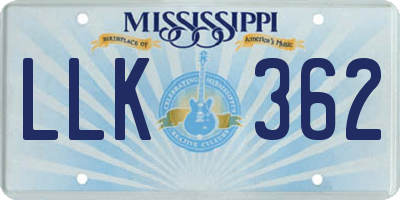 MS license plate LLK362