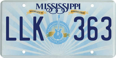 MS license plate LLK363
