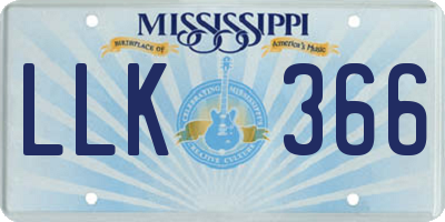 MS license plate LLK366
