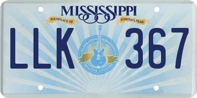 MS license plate LLK367