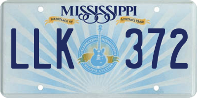 MS license plate LLK372