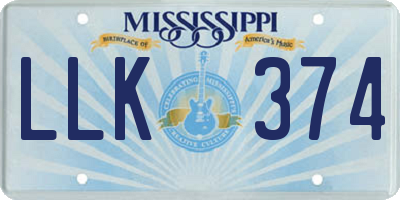 MS license plate LLK374