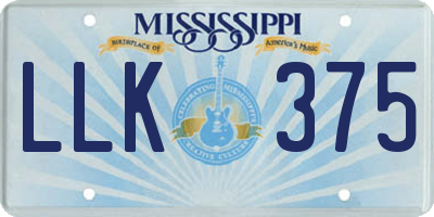 MS license plate LLK375