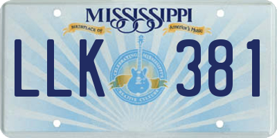 MS license plate LLK381