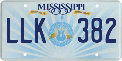 MS license plate LLK382