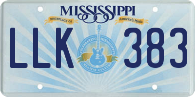 MS license plate LLK383