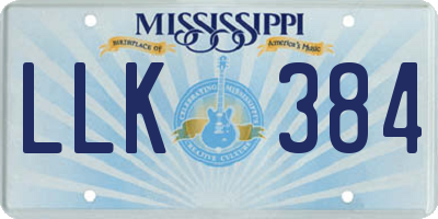 MS license plate LLK384