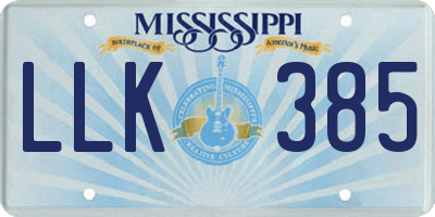MS license plate LLK385