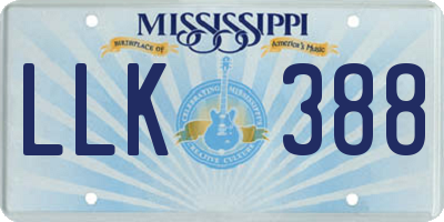 MS license plate LLK388