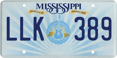 MS license plate LLK389