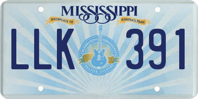 MS license plate LLK391