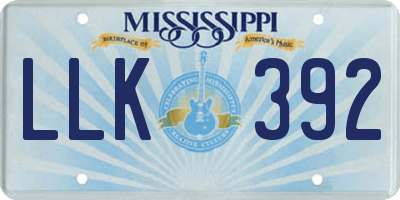 MS license plate LLK392