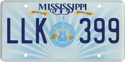 MS license plate LLK399
