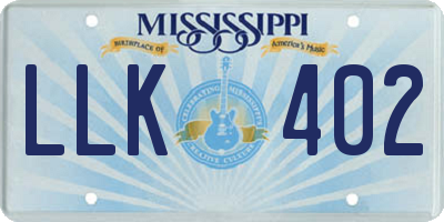 MS license plate LLK402