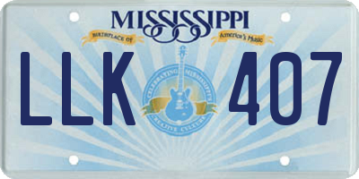 MS license plate LLK407