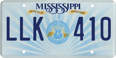 MS license plate LLK410