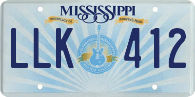 MS license plate LLK412