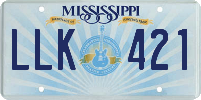 MS license plate LLK421