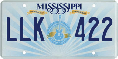 MS license plate LLK422