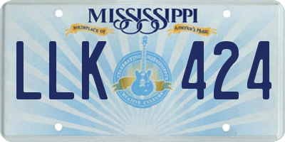MS license plate LLK424