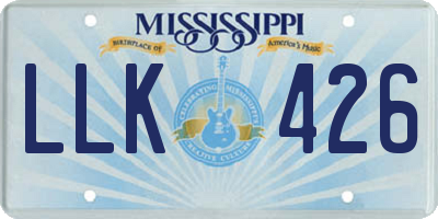 MS license plate LLK426
