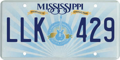 MS license plate LLK429