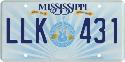 MS license plate LLK431