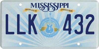 MS license plate LLK432
