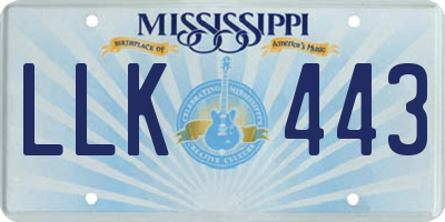 MS license plate LLK443