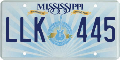 MS license plate LLK445