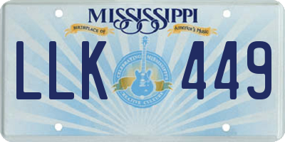 MS license plate LLK449