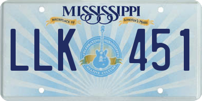 MS license plate LLK451