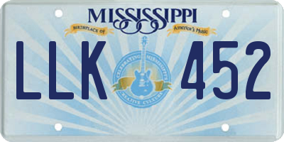 MS license plate LLK452