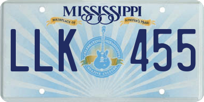 MS license plate LLK455