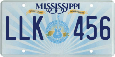 MS license plate LLK456