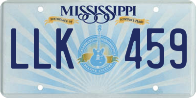MS license plate LLK459
