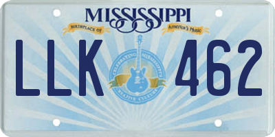 MS license plate LLK462