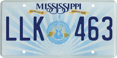 MS license plate LLK463