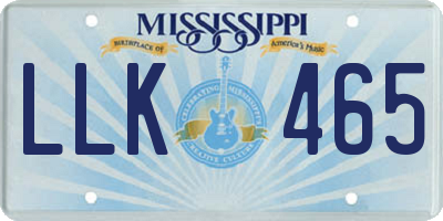 MS license plate LLK465