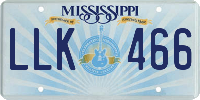 MS license plate LLK466