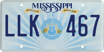 MS license plate LLK467