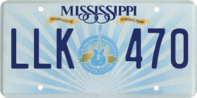 MS license plate LLK470