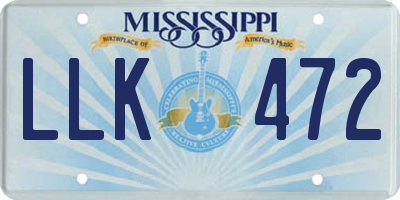 MS license plate LLK472