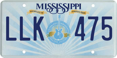 MS license plate LLK475