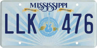 MS license plate LLK476