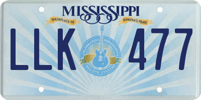 MS license plate LLK477