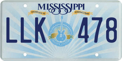 MS license plate LLK478